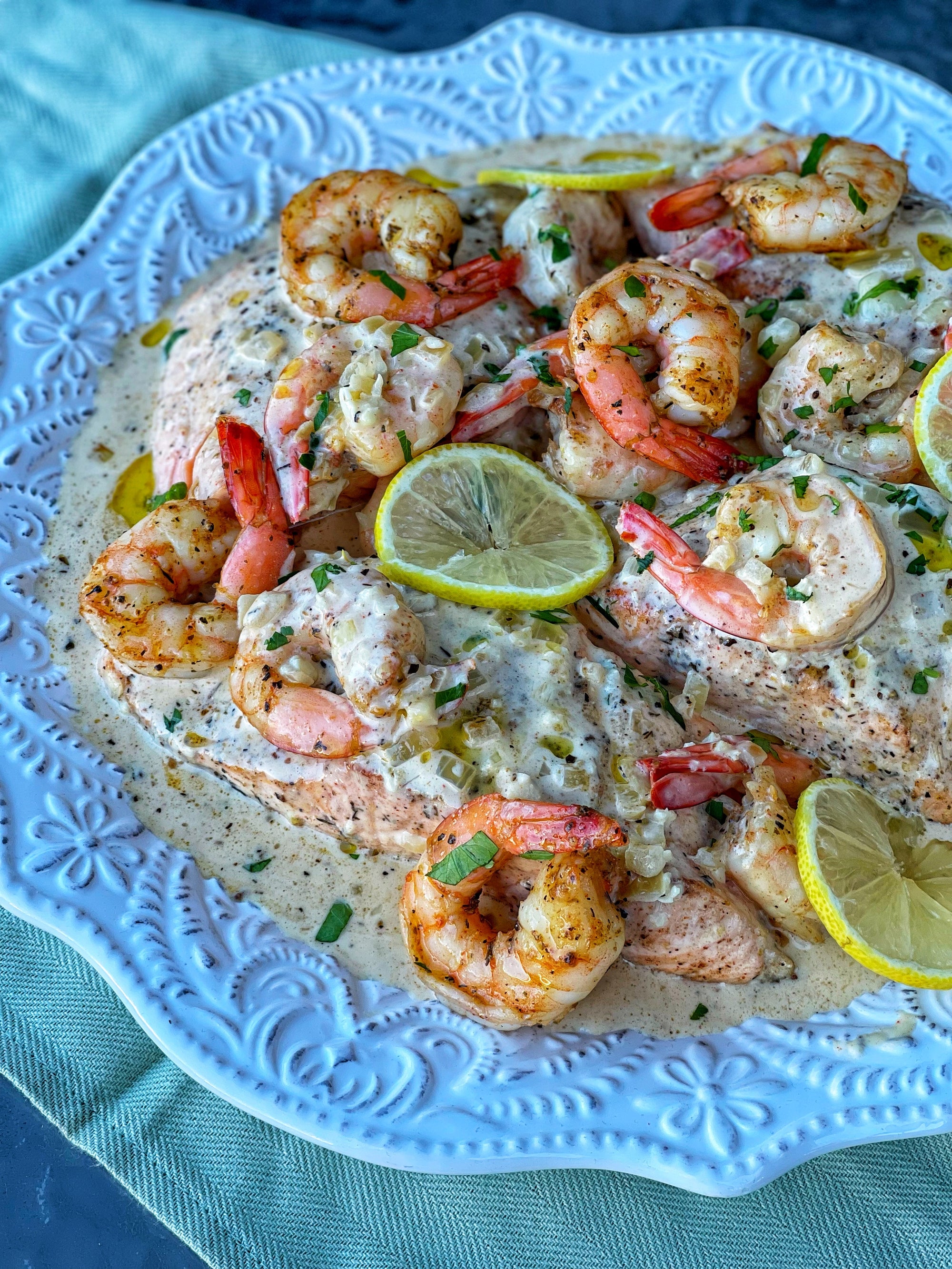 Creamy Cajun Salmon & Prawns