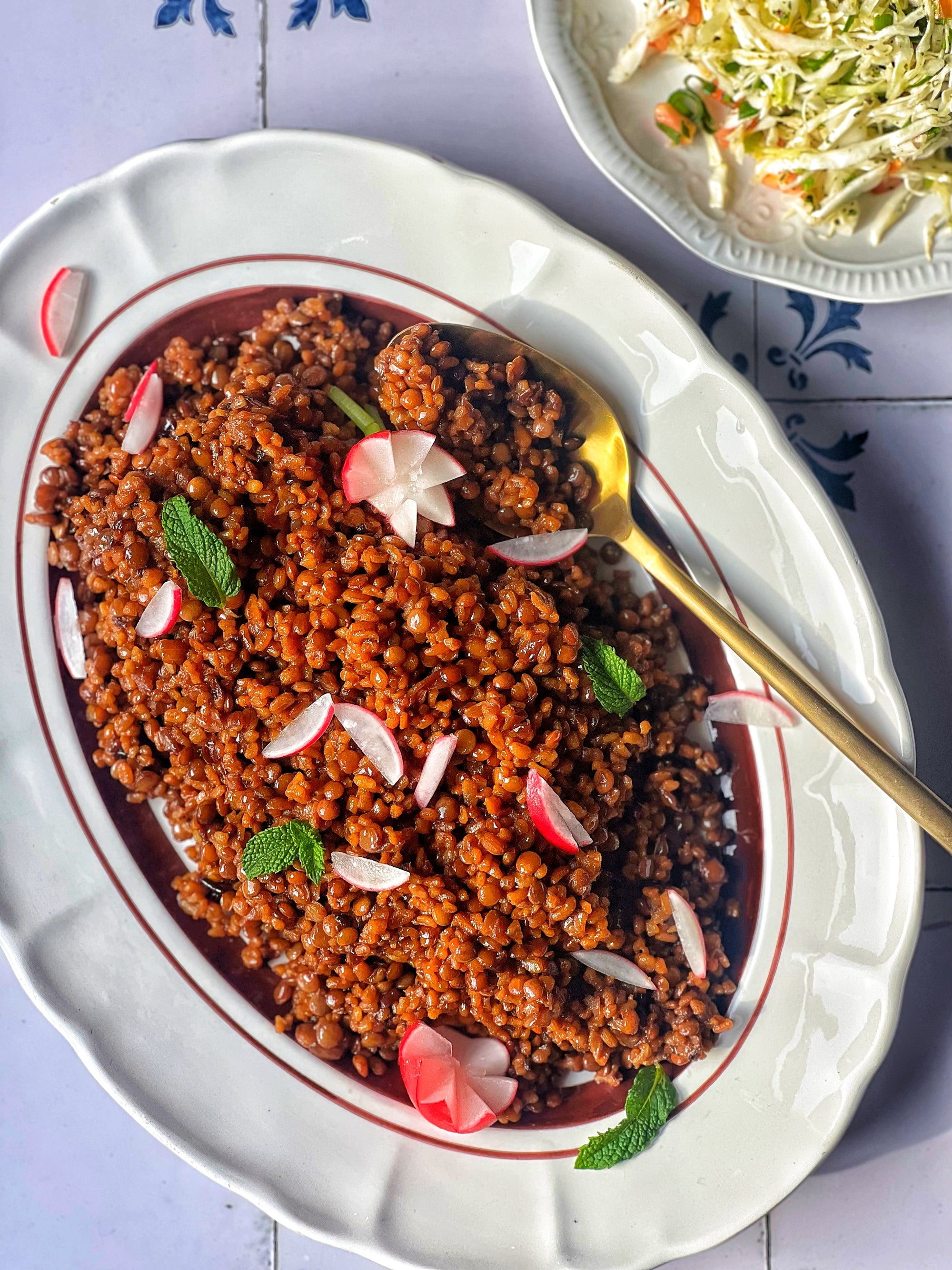 Mujadarra Hamra 'Reddended Lentils'